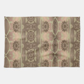 柔らかい茶色の桃と緑 キッチンタオル (横)