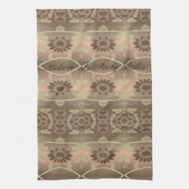 柔らかい茶色の桃と緑 キッチンタオル