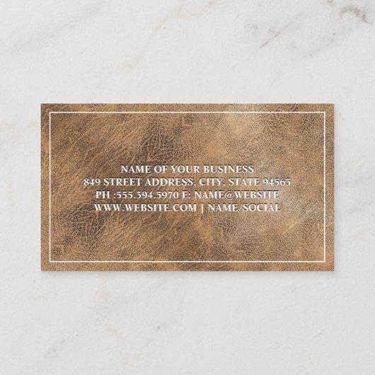 柔らかい茶色の革のテクスチャ背景 名刺 (裏面)