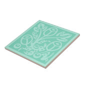 柔らかい葉ミントブルーの緑の花と花 タイル (側面)