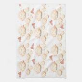 柔らかい蓮の花と蝶キッチンタオル キッチンタオル (縦)