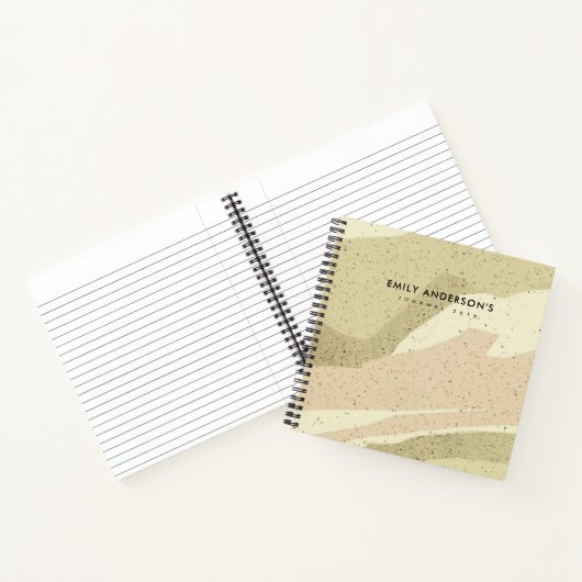 柔らかい薄桃色のグレーのモダン抽象芸術アート波 ノートブック (内部)