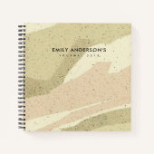 柔らかい薄桃色のグレーのモダン抽象芸術アート波 ノートブック (正面)