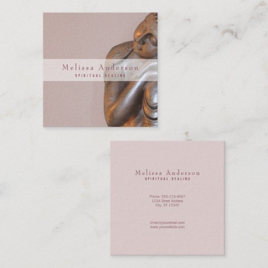 柔らかい藤色の平和な治療の仏 スクエア名刺 (正面/裏面)