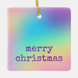 柔らかい角柱状レインボーグラデーション「メリークリスマス」 セラミックオーナメント