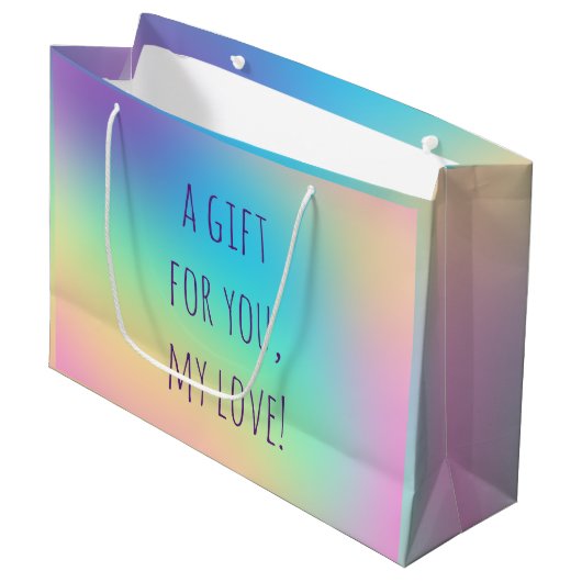 柔らかい角柱状レインボーグラデーション ラージペーパーバッグ (正面アングル)