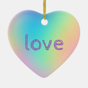 柔らかい角柱状レインボーグラデーション「LOVE」 セラミックオーナメント