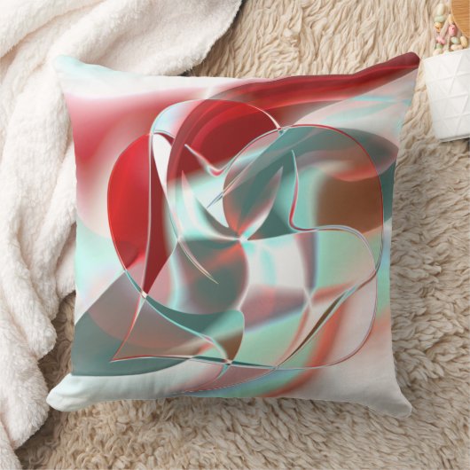 柔らかい赤い珊瑚の中でねじれた円形の部分から灰色 クッション (ブランケット)