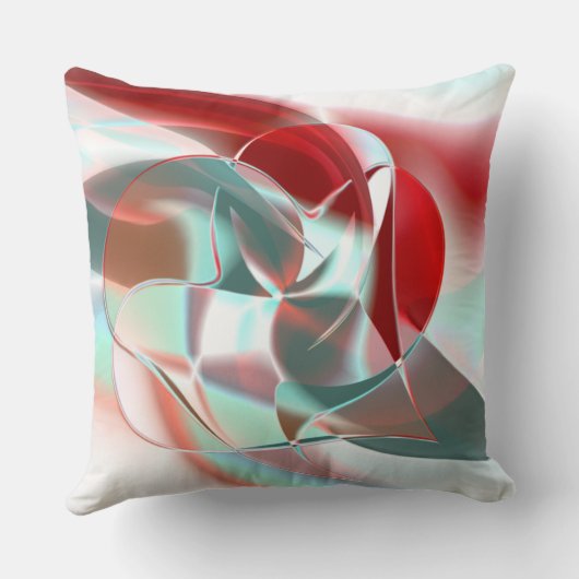 柔らかい赤い珊瑚の中でねじれた円形の部分から灰色 クッション (裏面)