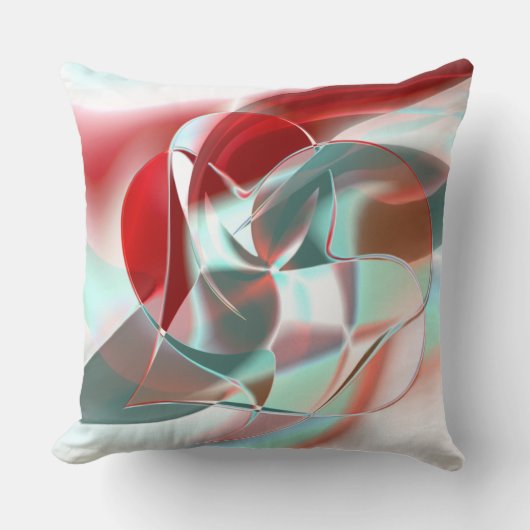 柔らかい赤い珊瑚の中でねじれた円形の部分から灰色 クッション (正面)