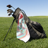 柔らかい赤い珊瑚の中でねじれた円形の部分から灰色 ゴルフタオル (グリーン)