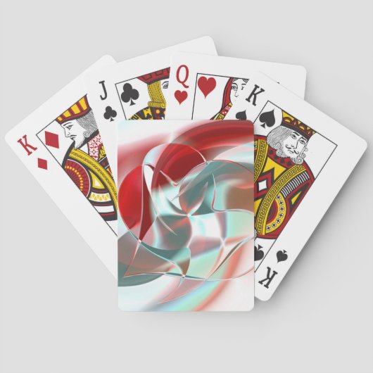 柔らかい赤い珊瑚の中でねじれた円形の部分から灰色 トランプ (裏面)