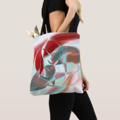 柔らかい赤い珊瑚の中でねじれた円形の部分から灰色 トートバッグ (クローズアップ)