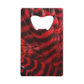 柔らかい赤と黒の羽 クレジットカード栓抜き (正面)