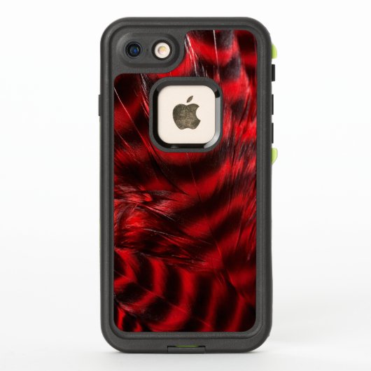柔らかい赤と黒の羽 LifeProof iPhoneケース (裏面)
