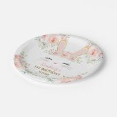 柔らかい赤面のピンクの金ゴールドのバニーウサギの誕生日のシャワー ペーパープレート (アングル)