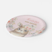 柔らかい赤面の花のバニーウサギのベビーシャワーの好意 ペーパープレート (アングル)