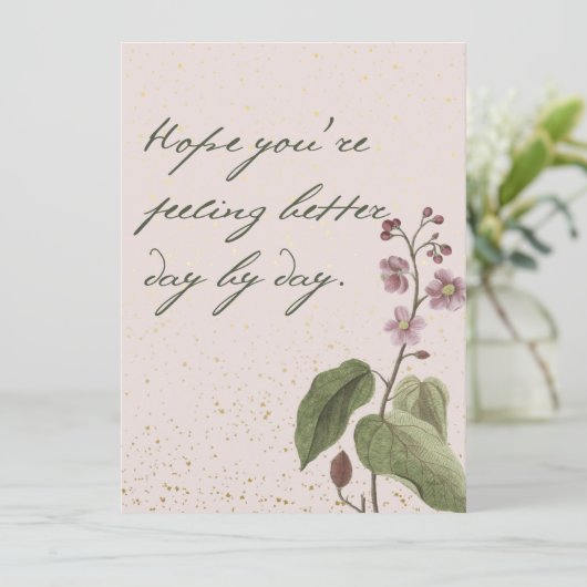 柔らかい赤面ピンクとメイブの花とメッセージ (スタンド正面)