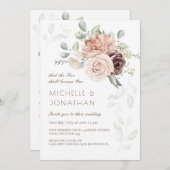 柔らかい赤面ピンクの花緑のクリスチャン結婚ズ 招待状 (正面/裏面)