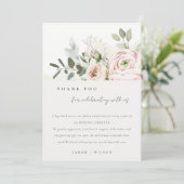 柔らかい赤面ピンクピーニーユーカリ結婚の葉 サンキューカード (スタンド正面)