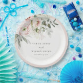 柔らかい赤面ピンクピーニーユーカリ結婚の葉 ペーパープレート (パーティー)