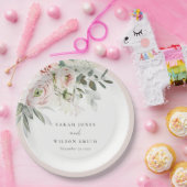 柔らかい赤面ピンクピーニーユーカリ結婚の葉 ペーパープレート (パーティー)