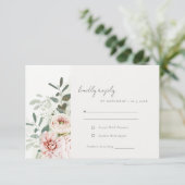 柔らかい赤面ピンクピーニーユーカリ結婚の葉 出欠カード (スタンド正面)
