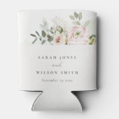 柔らかい赤面ピンクピーニーユーカリ結婚の葉 缶クーラー (裏面)