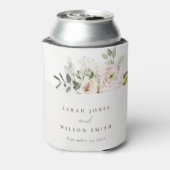 柔らかい赤面ピンクピーニーユーカリ結婚の葉 缶クーラー (缶裏面)