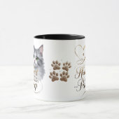 柔らかい足のハートビート – Fluffy Gray Cat Combo Mug マグカップ (中央)
