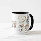 柔らかい足のハートビート – Fluffy Gray Cat Combo Mug マグカップ (正面右)