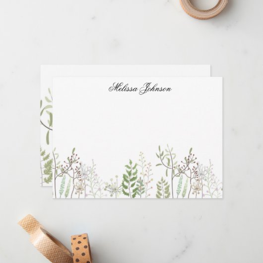 柔らかい野パーソナライズされた花 ノートカード (正面/裏面インサイチュ)