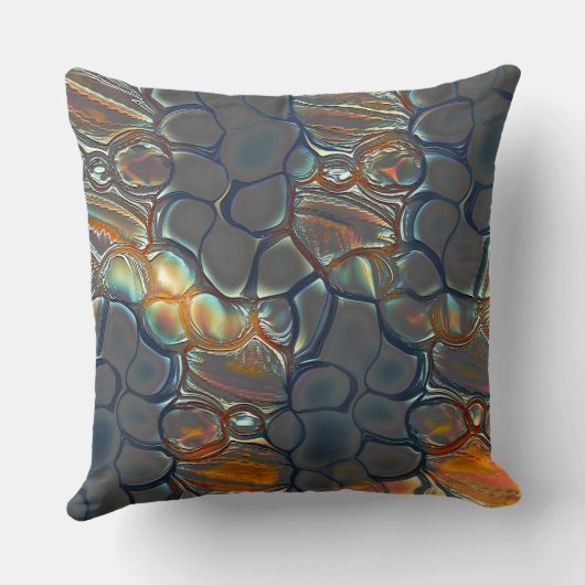 柔らかい金ゴールド光に染色された焼けた灰色の細胞 クッション (裏面)
