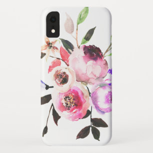 柔らかい開花の水彩画のかわいらしい花柄 iPhone XRケース