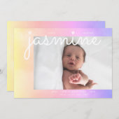 柔らかい雲 |グラデーシグラデーションョン |写真モダンベビー 案内状 (正面/裏面)