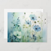 柔らかい青い水色のワイルドフラワー ポストカード (正面/裏面)