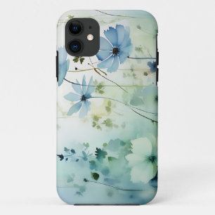 柔らかい青い水色のワイルドフラワー iPhone 11 ケース