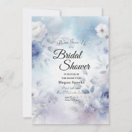 柔らかい青い花とラベンダーミスト 招待状