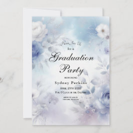 柔らかい青い花とラベンダーミスト 招待状