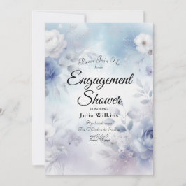 柔らかい青い花とラベンダーミスト 招待状