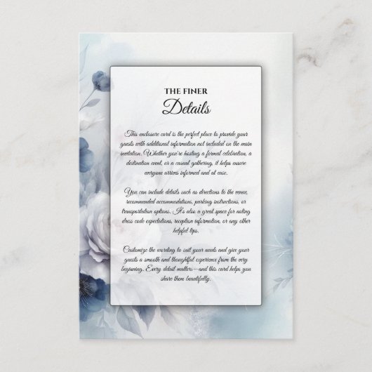 柔らかい青い花とラベンダーミッ結婚ト エンクロージャーカード (正面)