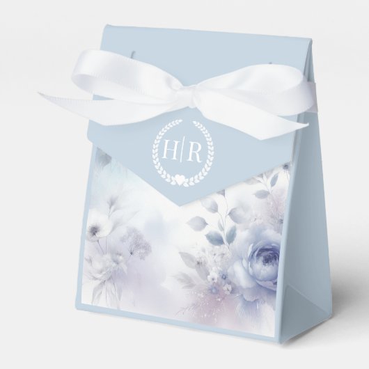 柔らかい青い花とラベンダーミッ結婚ト フェイバーボックス (正面サイド)