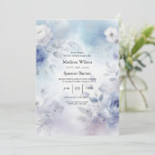 柔らかい青い花とラベンダーミッ結婚ト 招待状 (スタンド正面)