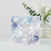 柔らかい青い花とラベンダーミッ結婚ト 招待状 (スタンド正面)