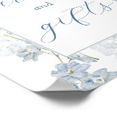 柔らかい青い花のカードとギフトサイン ポスター (角)