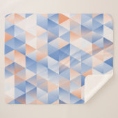 柔らかい青とオレンジの三角形のシームレスなパターン シェルパブランケット (正面(横))