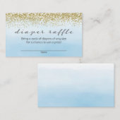 柔らかい青と金ゴールドの赤ちゃんシャワーおむつラッフル エンクロージャーカード (正面/裏面)