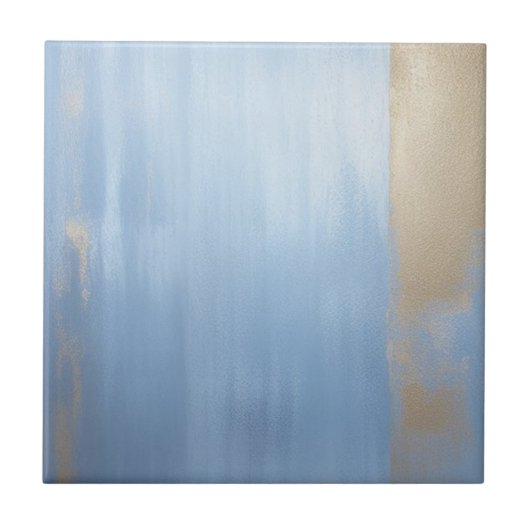 柔らかい青と金色のセラミックタイル タイル (正面)