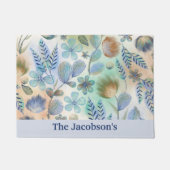 柔らかい青の野草植物花 ドアマット (正面)