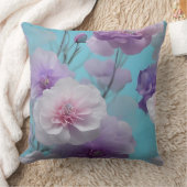 柔らかい青紫色のピンクの絹の花織物 クッション (ブランケット)